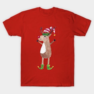 Reindeer wearing elf shoes T-Shirt